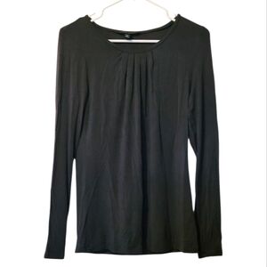 Banana Republic Black Charcoal Gray Pleated Long Sleeve Top Size Med